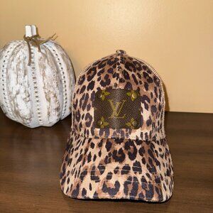 Upcycled LV Patch Trucker Cap – Leopard Print by Keep It Gypsy